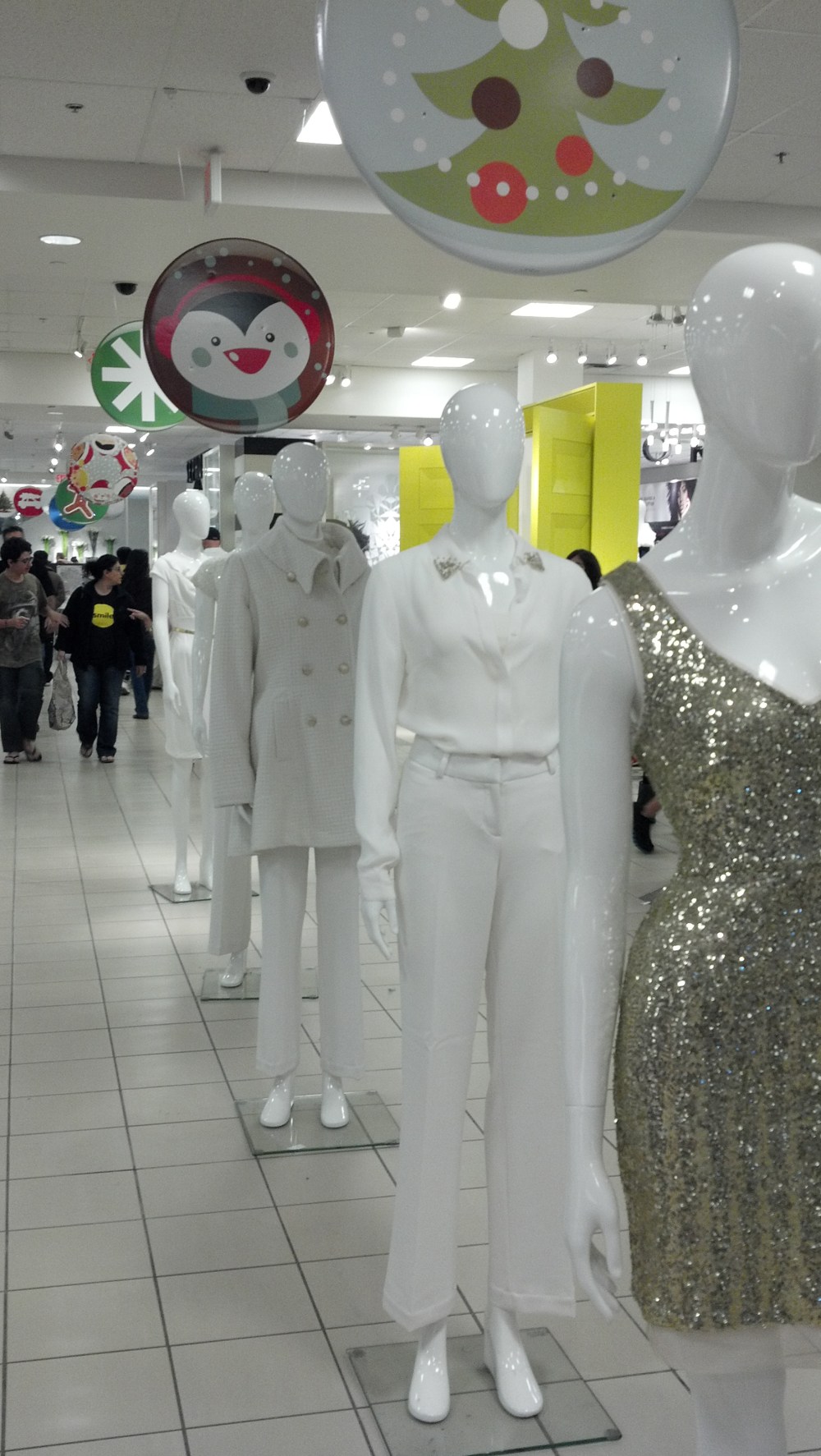 White entrance display.