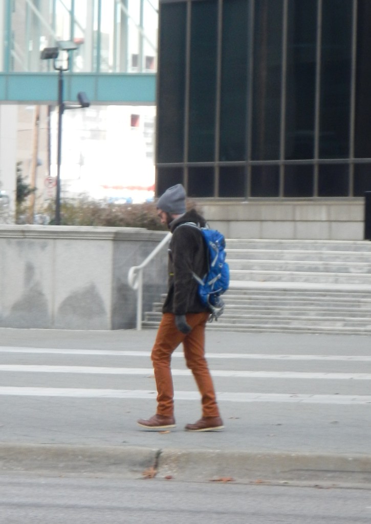 Downtown (Pearl Street I believe) - Frozen hipster.