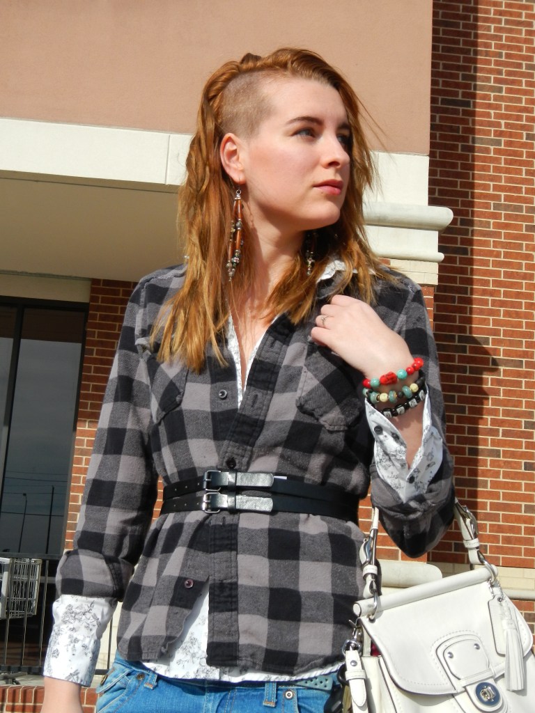 The plaid Heritage 1981 shirt may be the item of clothing I own with the most miles per dollar on it. The cowboyish shirt under it is H&M. Bracelets are made by Mihaela, Thom, and from the Catholic store.