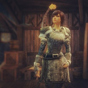 Sevenine tries to look indie at the trading post.