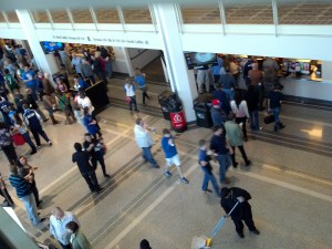 12pm - Up the escalator at American Airlines Center.