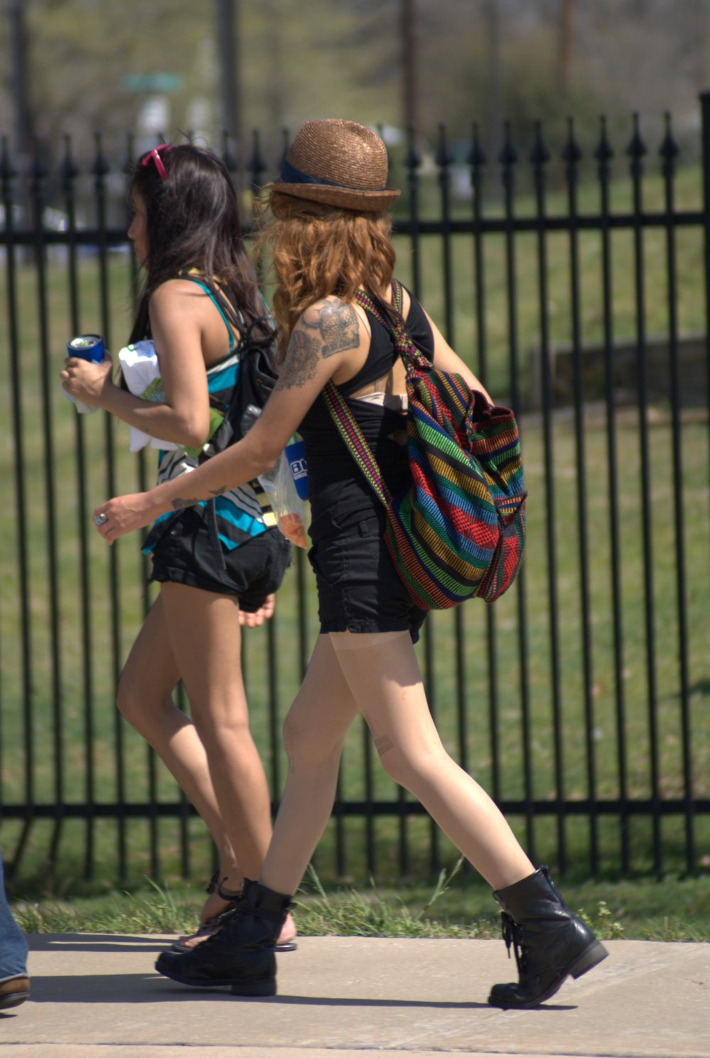Another backpack, boots, and tattoos.