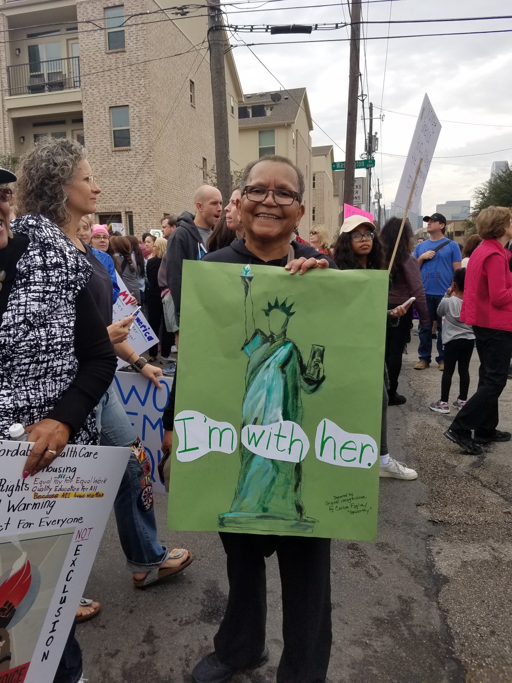 I'm with her. (statue of liberty)