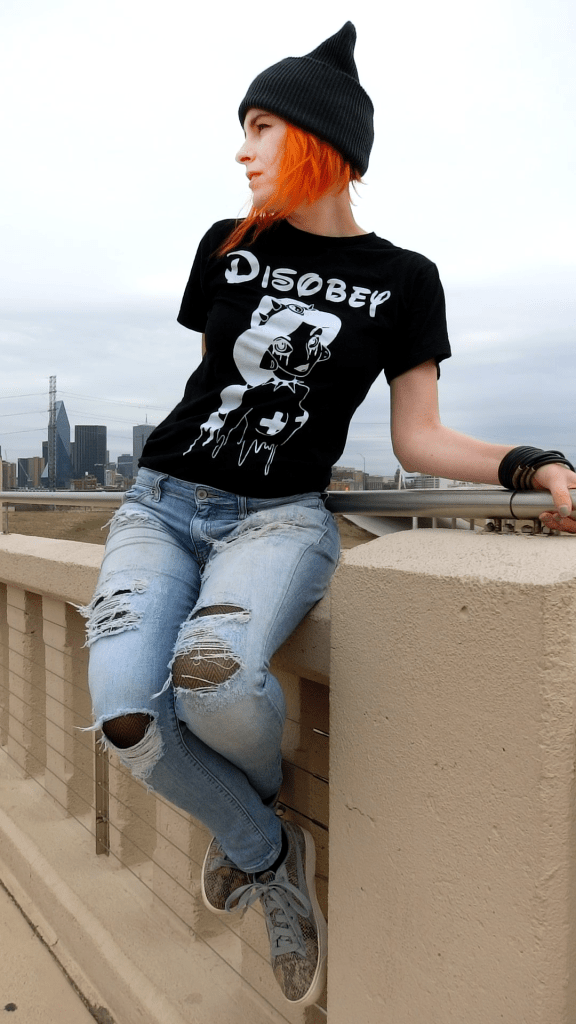 Tee: Disobey alt Jasmine from Harajuku, Tokyo, exact shop unknown, but I could take you there.... Jeans: Kancan Shoes: Puma Classic Extreme Animal Pussyhat from some cheap Amazon seller because I can't knit.. Bracelets: H&M